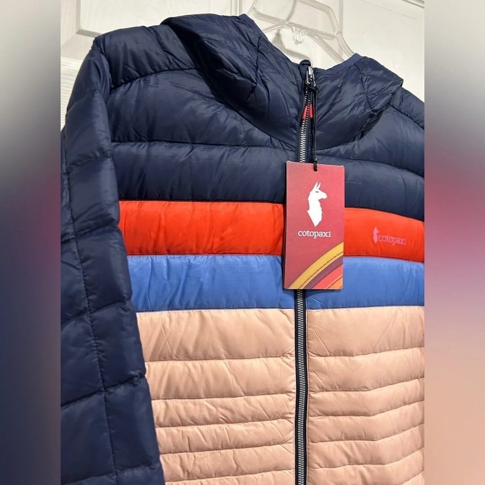 Cotopaxi Women's XL Fuego Hooded Down Jacket Ink Rosewood Pink Blue NWT - Picture 2 of 12